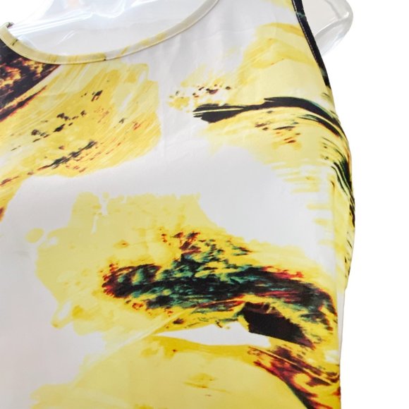 Yellow/White High-Low Rear Cross-Wrap Tunic Top - Women's Size L - Bar III Shirt - Picture 3 of 3